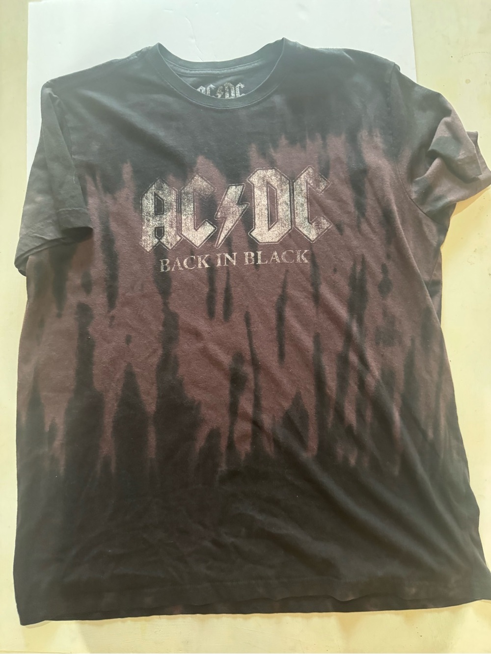 AC/DC Black and Dark Purple Tie-Dye 'Back In Black' Graphic Tee - Men